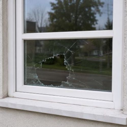Holzfenster mit Glasschaden